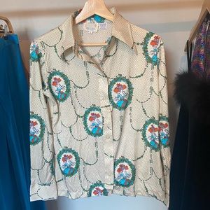 vintage 70s printed blouse